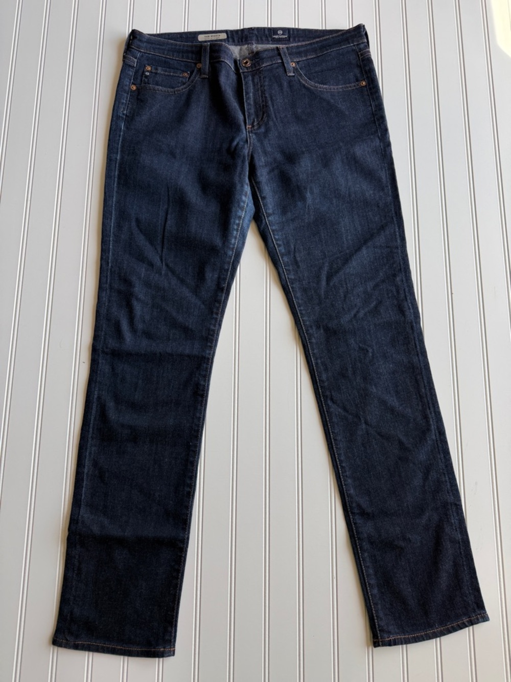 AG The Stevie Slim Straight Jeans Women’s 32R Dark Blue ANTHROPOLOGIE Denim
